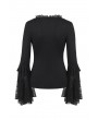 Dark in Love Black Gothic Lace Knitted Sexy T-Shirt for Women 