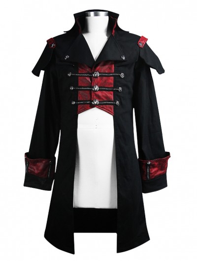 Devil Fashion Steampunk Gothic Black And Red Faux Leather Mens Military  Uniform Long Jacket For Autumn And Winter Mens Outerwear 211011 From  Kong01, $233.45