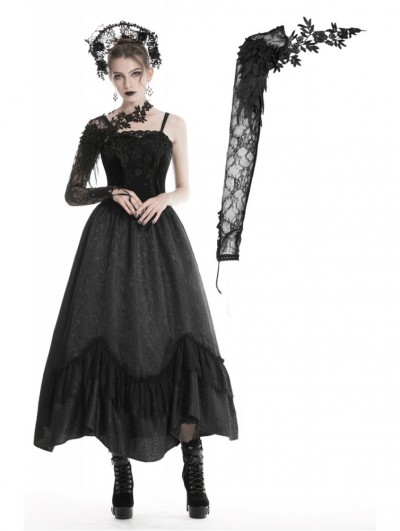 Dark in Love Black Gothic Flower Lace Sleeve for Women