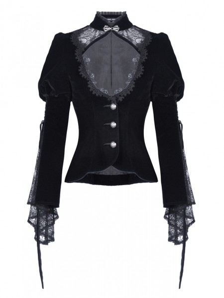 Dark in Love Black Vintage Gothic Victorian Velvet Short Jacket for ...