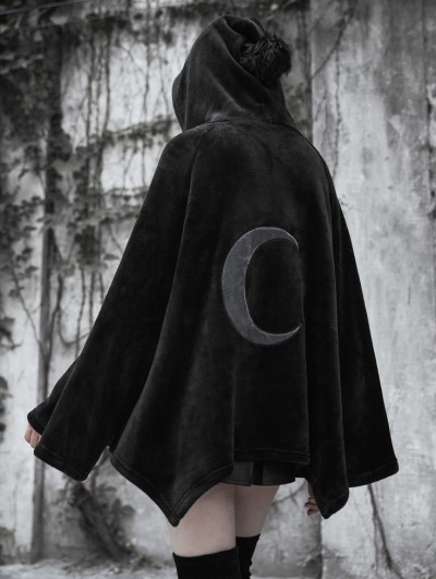 Punk Rave Fashion Street Gothic Dark Velvet Embroidered Cloak Jacket for Women