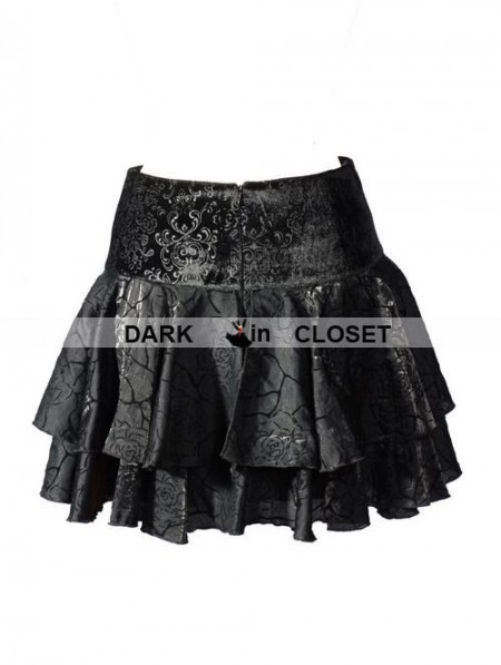 Pentagramme Black Rose Pattern Gothic Short Skirt - DarkinCloset.com