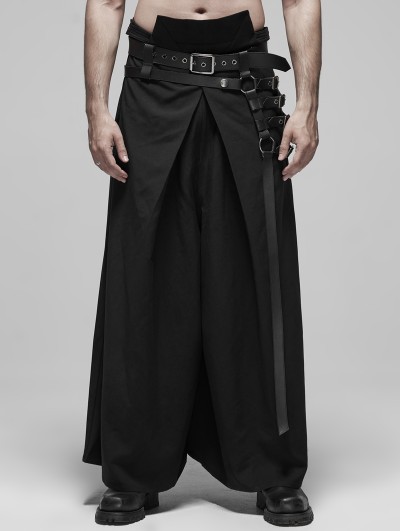 Punk Rave Black Gothic Japanese Warrior Style Pants for Men