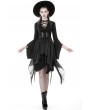 Dark in Love Black Gothic Punk Chiffon Irregular Long Vest for Women