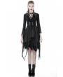 Dark in Love Black Gothic Punk Chiffon Irregular Long Vest for Women