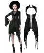 Dark in Love Black Gothic Punk Chiffon Irregular Long Vest for Women