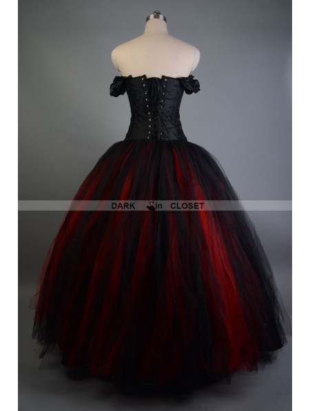 Black and Red Off-the-Shoulder Gothic Victorian Prom Gowns ...