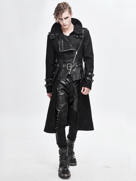 Devil Fashion Black Gothic Punk Military Uniform Long Jacker for Men ...