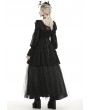 Dark in Love Black Vintage Gothic Dot Chiffon Dress Coat for Women