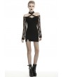 Dark in Love Black Sexy Gothic Grunge Punk Off-the-Shoulder Long Sleeve Mini Dress