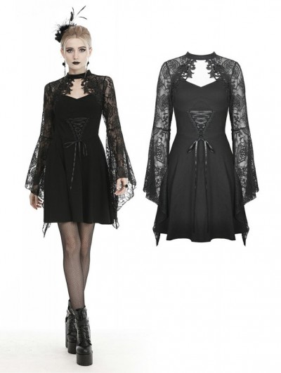 Gothic Dress with Trumpet Sleeves