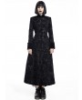 Pentagramme Black Printed Pattern Double-Breasted Gothic Long Coat for Women