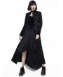 Pentagramme Black Printed Pattern Double-Breasted Gothic Long Coat for Women