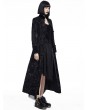 Pentagramme Black Printed Pattern Double-Breasted Gothic Long Coat for Women