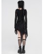 Punk Rave Black Gothic Grunge Long Sleeve Irregular Dark Striped Hole Dress