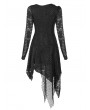 Punk Rave Black Gothic Grunge Long Sleeve Irregular Dark Striped Hole Dress