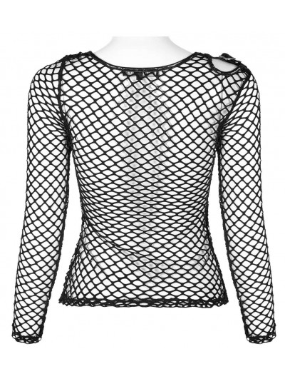 PUNK RAVE Women's Daily Gothic Horizontal Neck T-shirt Slightly