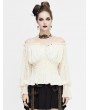 Devil Fashion Ivory Vintage Steampunk Lace Long Sleeve Top for Women