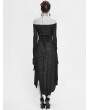 Devil Fashion Black Sexy Gothic Off-the-Shoulder Irregular Long Sleeve High-Low Dress