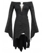 Devil Fashion Black Sexy Gothic Off-the-Shoulder Irregular Long Sleeve High-Low Dress