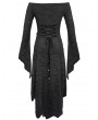 Devil Fashion Black Sexy Gothic Off-the-Shoulder Irregular Long Sleeve High-Low Dress