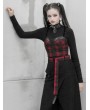 Punk Rave Black and Red Plaid Street Fashion Grunge Gothic Vest Top for Women