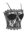 Devil Fashion Black Sexy Gothic Perspective Lace Corset Top for Women