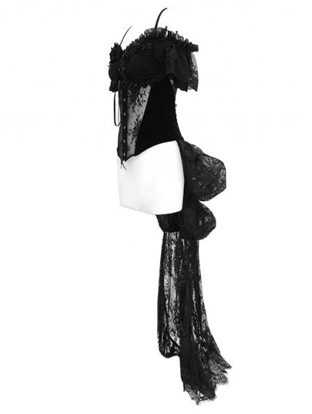 Eva Lady Black Romantic Gothic Flower Fishtail Corset Top for Women ...