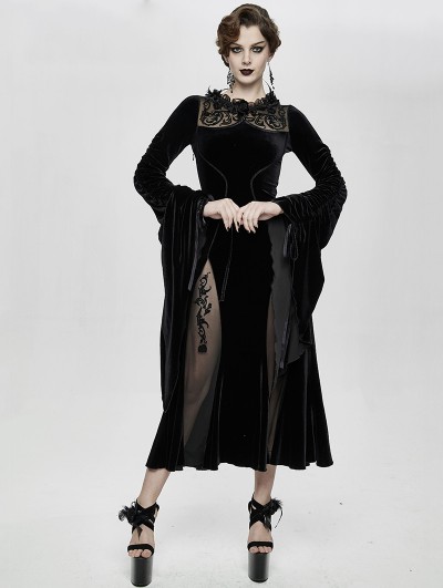 Eva Lady Black Sexy Gothic Velvet Long Party Dress - DarkinCloset.com