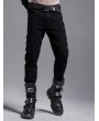 Punk Rave Black Gothic Punk Metal Long Casual Slim Pants for Men