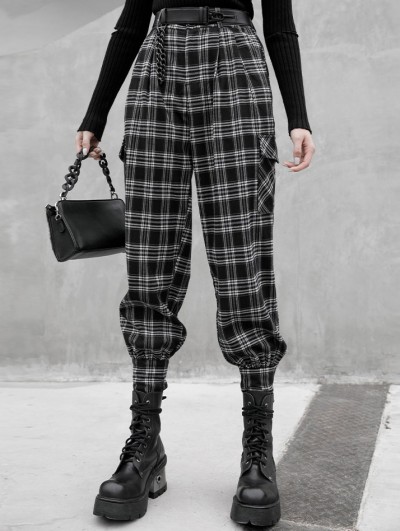 black plaid pants women