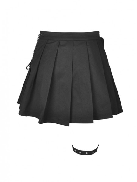 Dark in Love Black Gothic Punk Grunge Irreqular Pleated Short Skirt ...