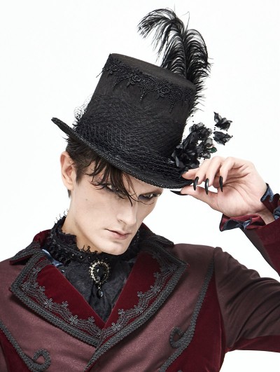 Black 'Israfel' Victorian Top Hat by Devil Fashion • the dark store™