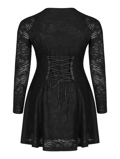 Gothic Women's V Neck Plus Size Mini Dress | Punk Rave