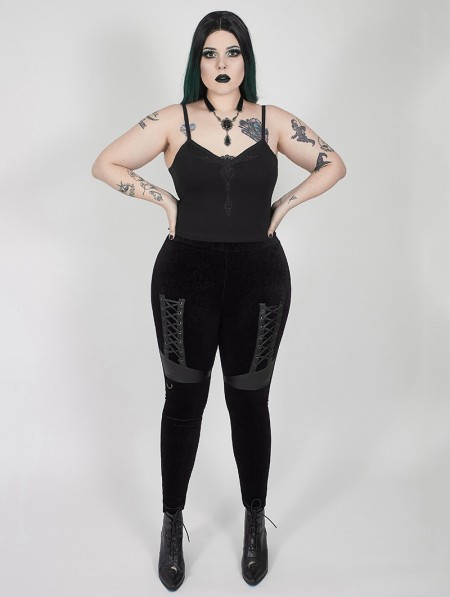 Punk Rave Black Gothic Punk Velvet Plus Size Leggings for Women ...