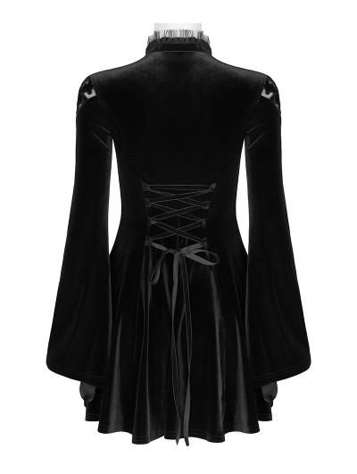 Punk Rave Black Cute Gothic Velvet Long Sleeve Daily Wear Short