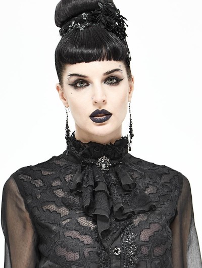 Devil Fashion Black Vintage Gothic Lace Pendant Party Bowtie for Women