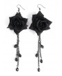 Devil Fashion Black Gothic Flower Pedant Earrings