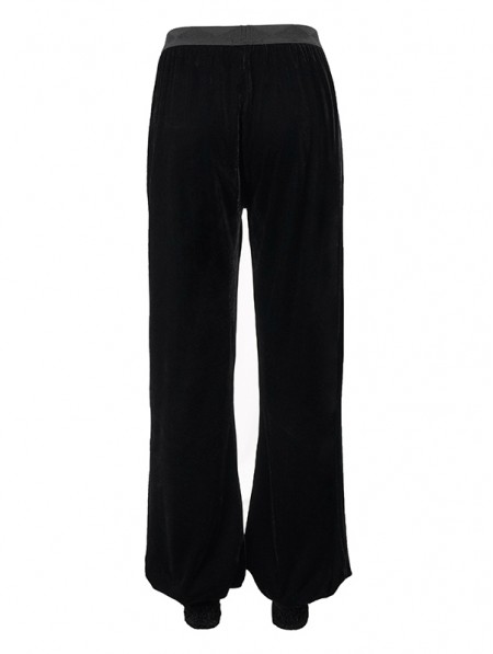 Devil Fashion Black Vintage Gothic Velvet Daily Wear Long Pants for ...