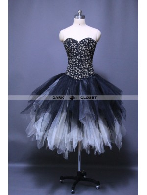 Black Lace Romantic Gothic Corset Long Prom Dress D1043 - D-RoseBlooming