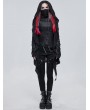 Devil Fashion Black Gothic Punk Irregular Hooded Trench Coat for Women