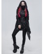 Devil Fashion Black Gothic Punk Irregular Hooded Trench Coat for Women