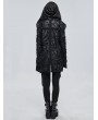 Devil Fashion Black Gothic Punk Irregular Hooded Trench Coat for Women