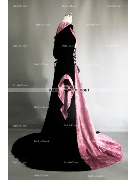 Fancy Purple and Black Velvet Gothic Hooded Medieval Dress ...