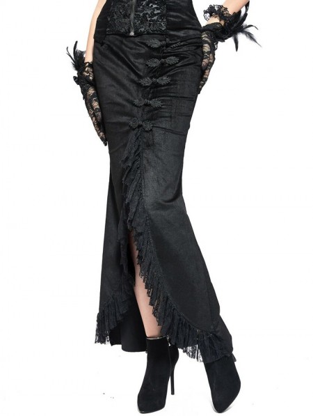 Pentagramme Black Gothic Sexy Velvet Fishtail Long Skirt - DarkinCloset.com