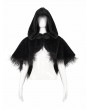 Devil Fashion Black Gothic Feather Hooded Short Cape for Women