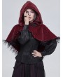 Devil Fashion Red Gothic Feather Hooded Short Cape for Women