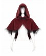 Devil Fashion Red Gothic Feather Hooded Short Cape for Women