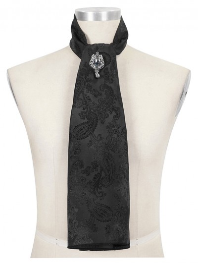 Devil Fashion Black Gothic Vintage Jacquard Long Scarf for Men