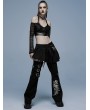 Punk Rave Black Gothic Punk Off-the-Shoulder Long Sleeve Sexy Short Top for Women